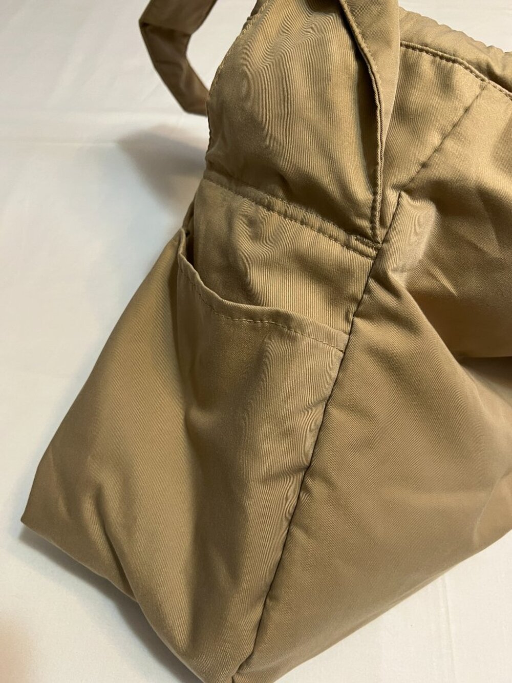Uniqlo :C Drawstring Shoulder Bag Tan Beige Large Capacity Casual Crossbody - Picture 7 of 10